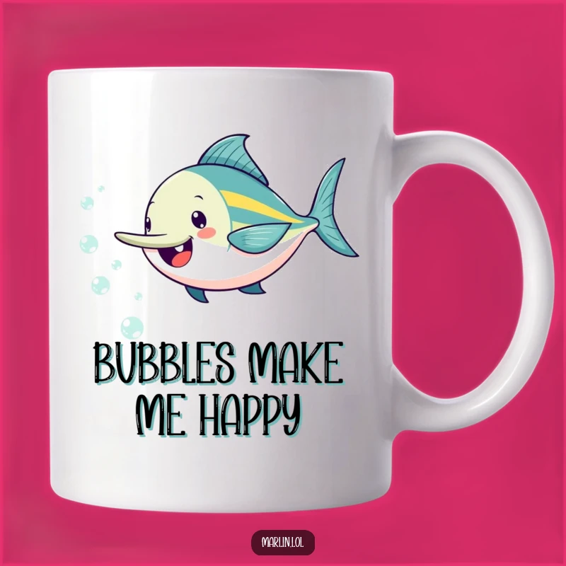 Funny Marlin Bubble Chase Mug: Joyful Aquatic Fun Gift