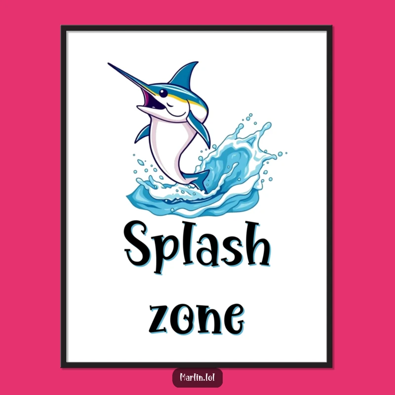 Funny Marlin Leaping Digital Art: High-Res Splash Print for Walls