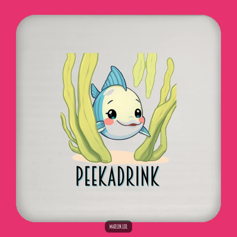 Funny Curious Marlin Coaster: Playful Protection with Ocean Humor, Great Gift!