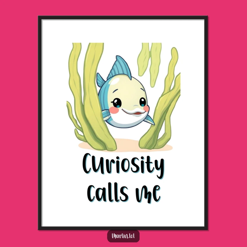 Funny Curious Marlin Art Poster: Playful Peek-a-Boo Decor, Perfect Gift!