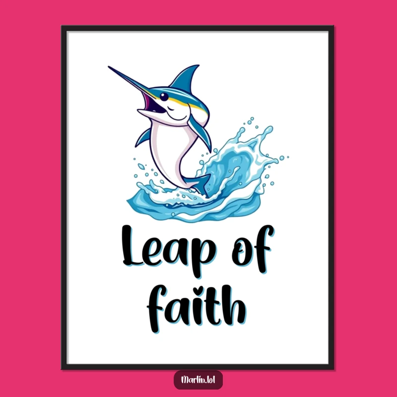 Funny Marlin Leaping Poster: Majestic Splash Art for Your Wall