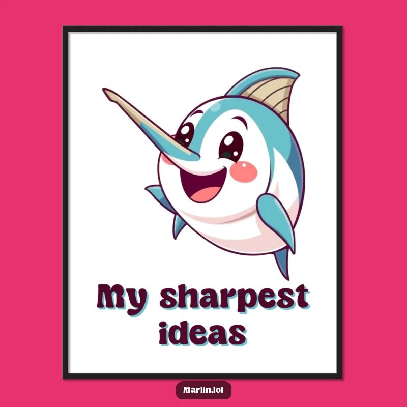 Funny Excited Marlin Art Poster: Dynamic Decor, Perfect Humorous Gift!