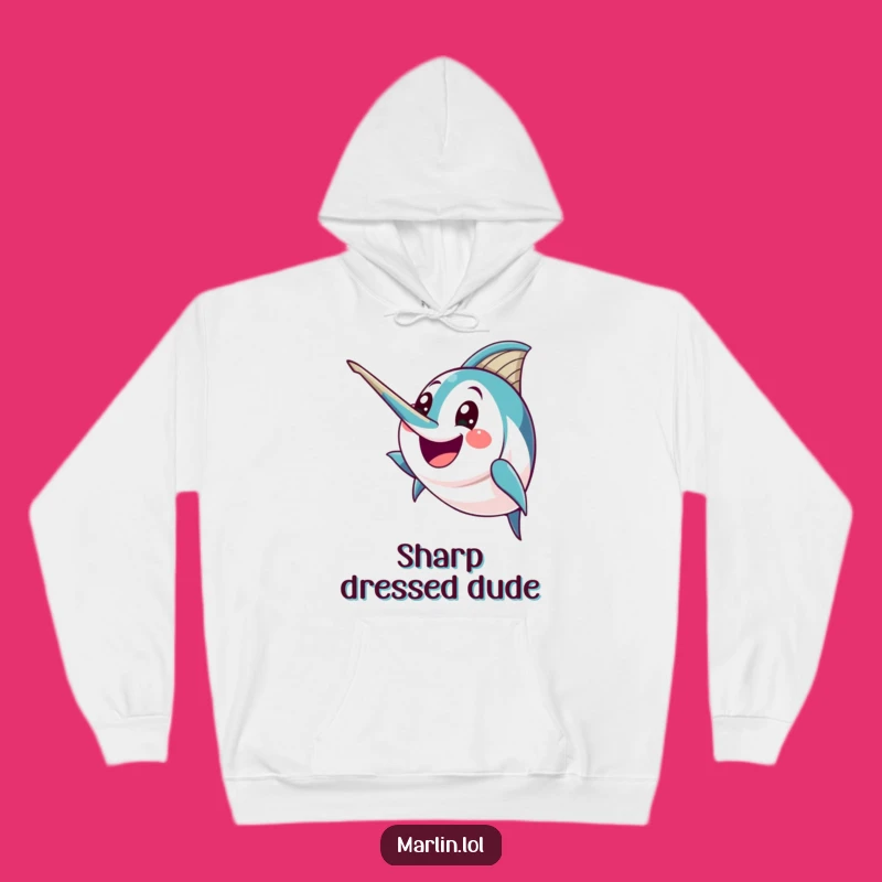 Cozy Funny Excited Marlin Hoodie: Warmth with a Sharp Edge, Great Gift!