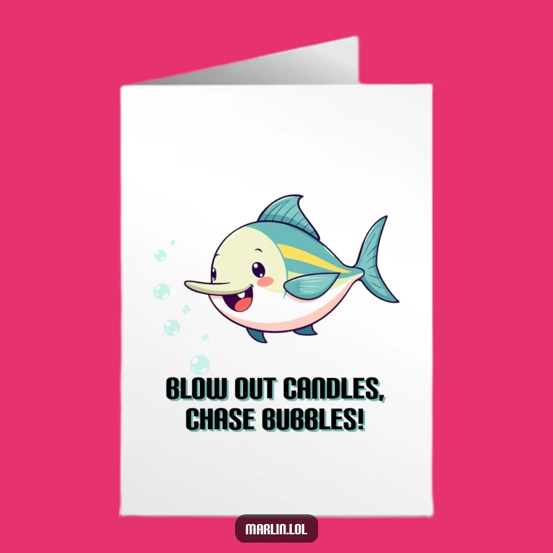 Free Printable Birthday Card: Cheerful Marlin & Bubbles - Funny Downloadable Gift