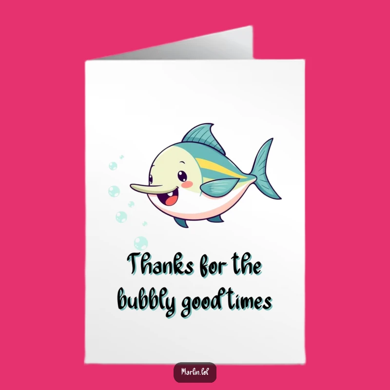 Free Printable Thank You Card: Marlin's Playful Bubbles - Funny Downloadable Gift