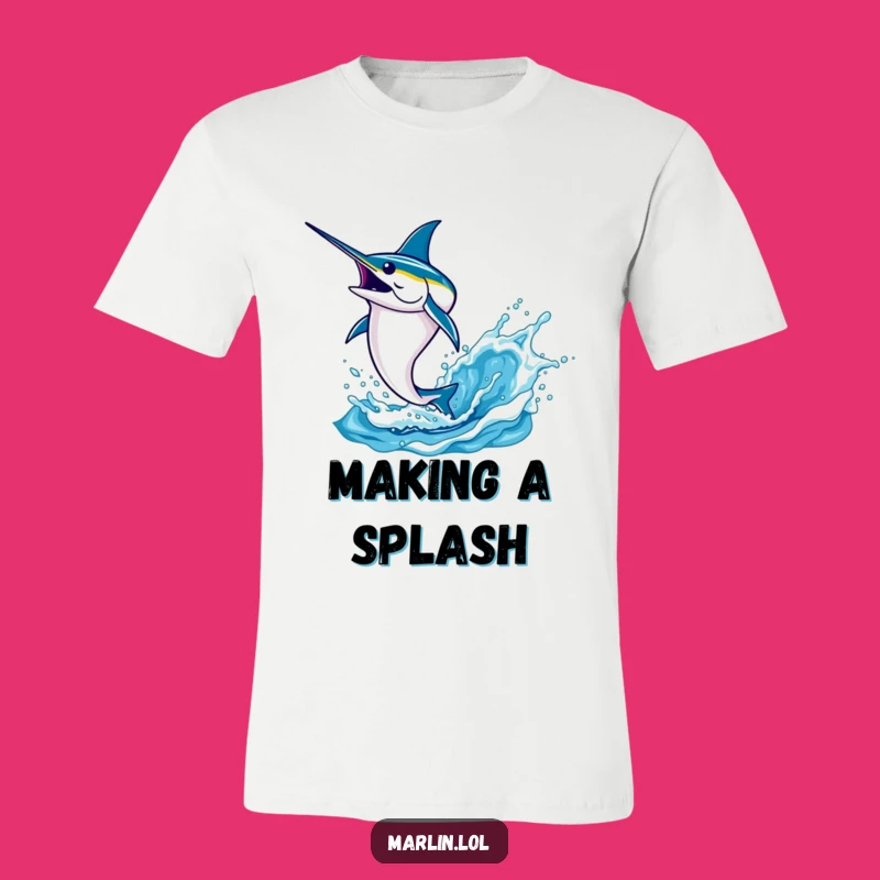 Funny Marlin Leaping T-Shirt: High-Energy Splash Tee for Fishermen