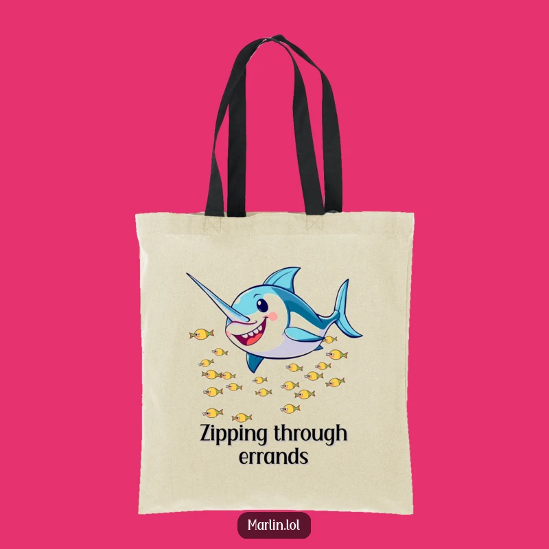 Funny Marlin Zoom Tote Bag: Carry Your Speed with Ocean Humor, Great Gift!