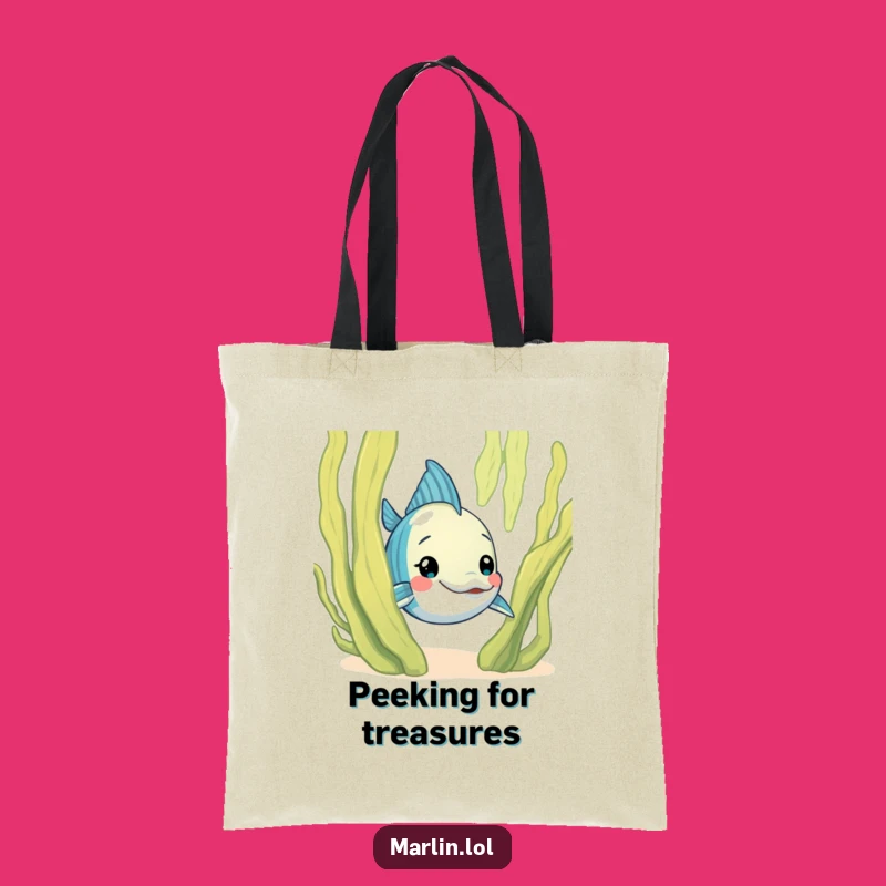 Funny Curious Marlin Tote Bag: Carry Your Secrets with Ocean Humor, Great Gift!